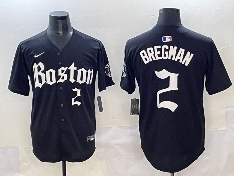Men 2025 Boston Red Sox 2 Bregman Black Five generations Joint Name Nike MLB Jersey style 11
